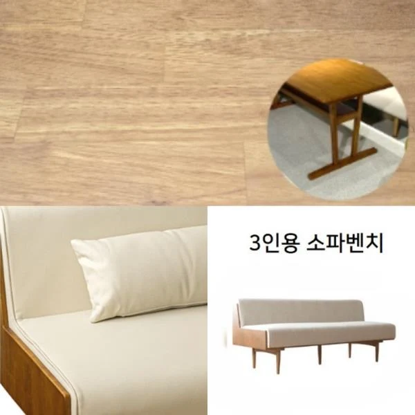 코디 원목 6인 식탁 세트 (3인 가죽 소파벤치2)